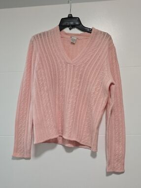 Evelyn Grace Pink Cashmere V Neck Sweater